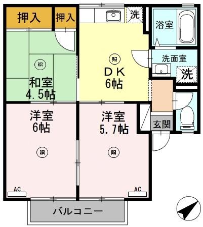 【和歌山市榎原のアパートの間取り】