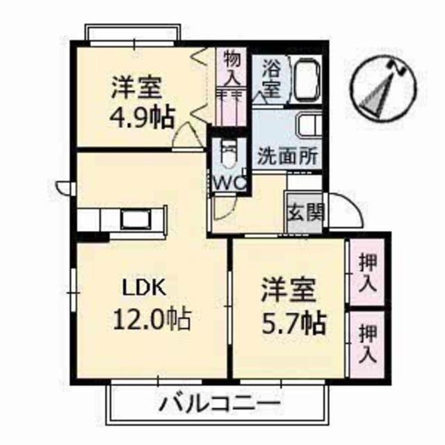 コーポ十六番浜　５の間取り