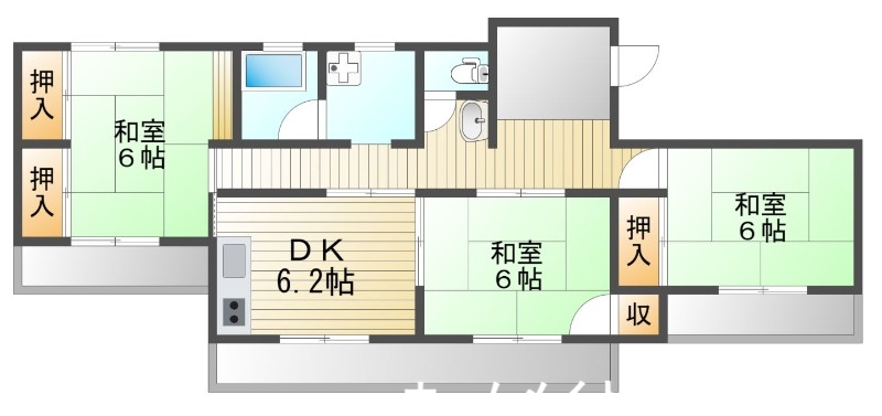 岡山市東区西大寺中のマンションの間取り