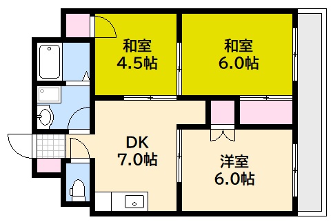 広島市西区横川新町のマンションの間取り