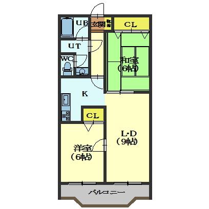 函館市湯川町のアパートの間取り