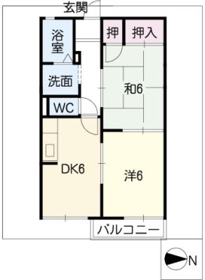 コーポ安濃Ｄ棟の間取り