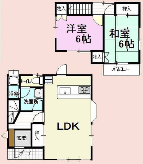 ＪＲ東金線 求名駅 2階建 築39年の間取り写真