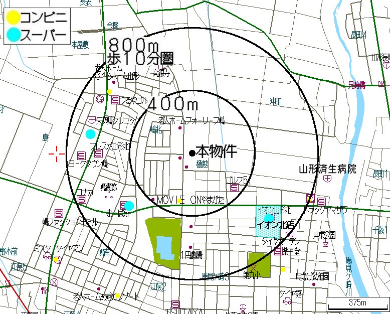 【山形市樋越のマンションのショッピングセンター】