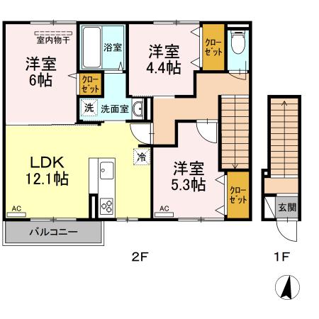 福山市神辺町のアパートの間取り