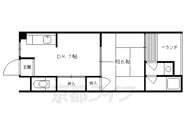 京都市右京区嵯峨野西ノ藤町のマンションの間取り