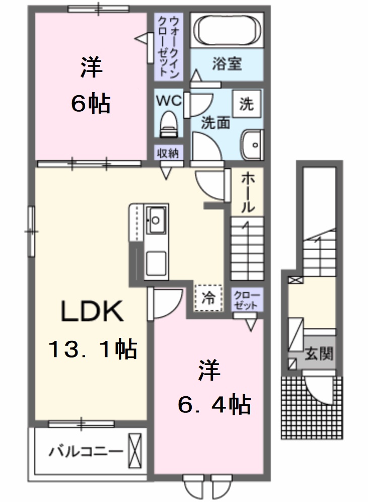 姫路市網干区興浜のアパートの間取り