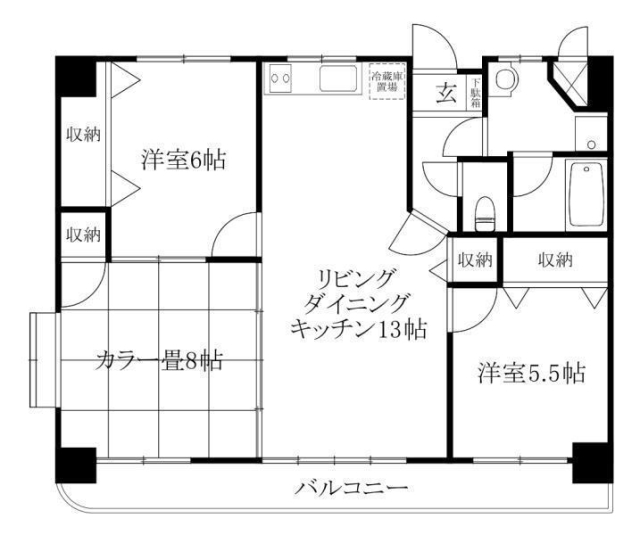 松山市西垣生町のマンションの間取り