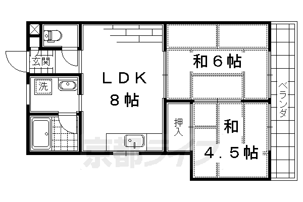 京都市伏見区過書町のマンションの間取り