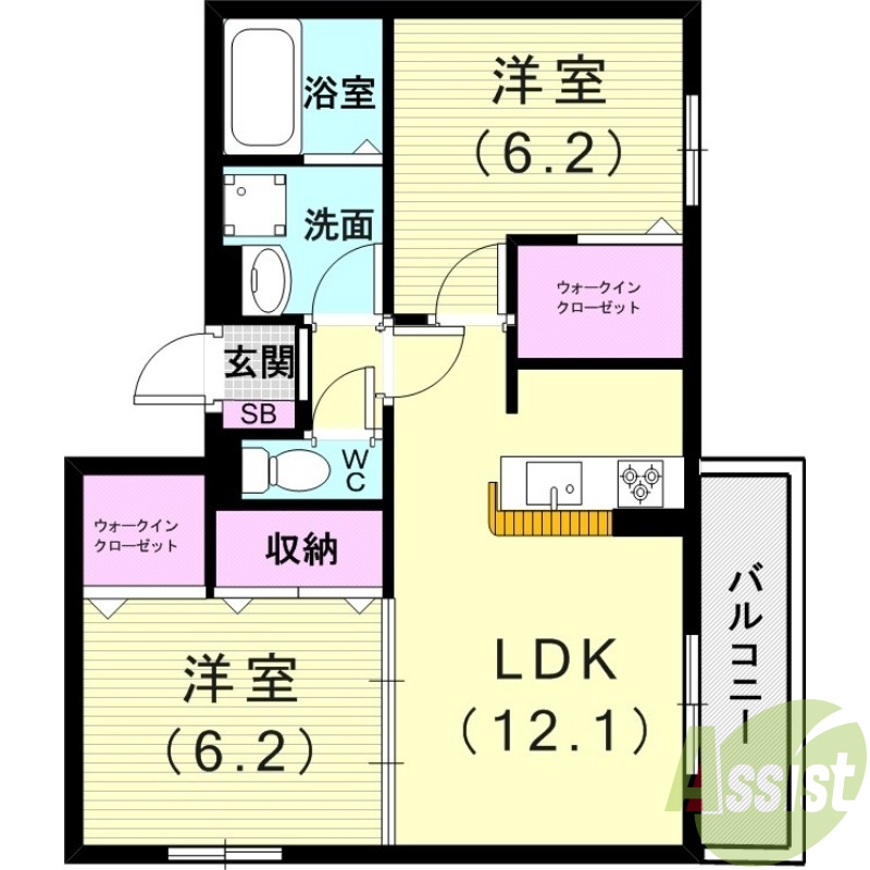 明石市林崎町のアパートの間取り