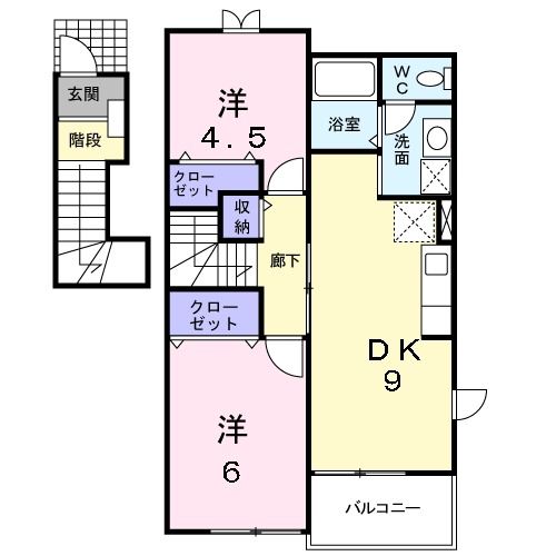 八戸市東白山台のアパートの間取り