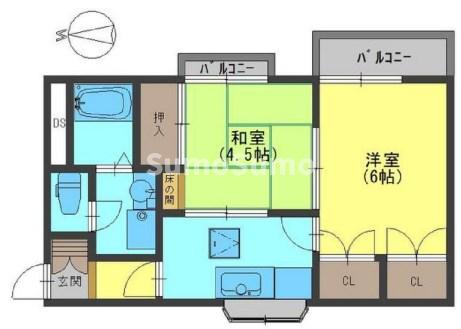 神戸市兵庫区浜中町のマンションの間取り