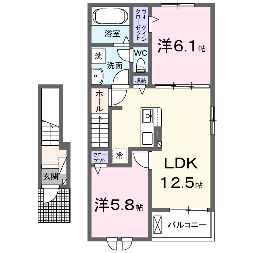 倉敷市水島南瑞穂町のアパートの間取り