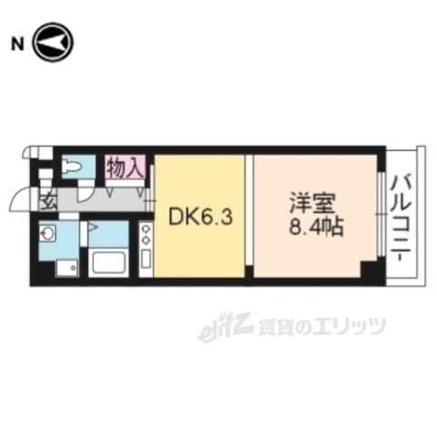 京都市上京区上御霊馬場町のマンションの間取り