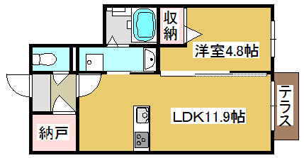 【加古川市別府町新野辺のアパートの間取り】