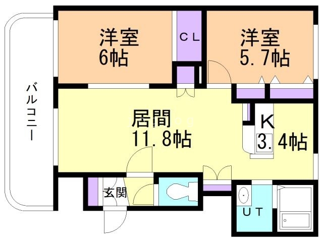 札幌市南区南沢二条のマンションの間取り