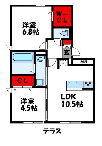 糟屋郡新宮町下府のアパートの間取り