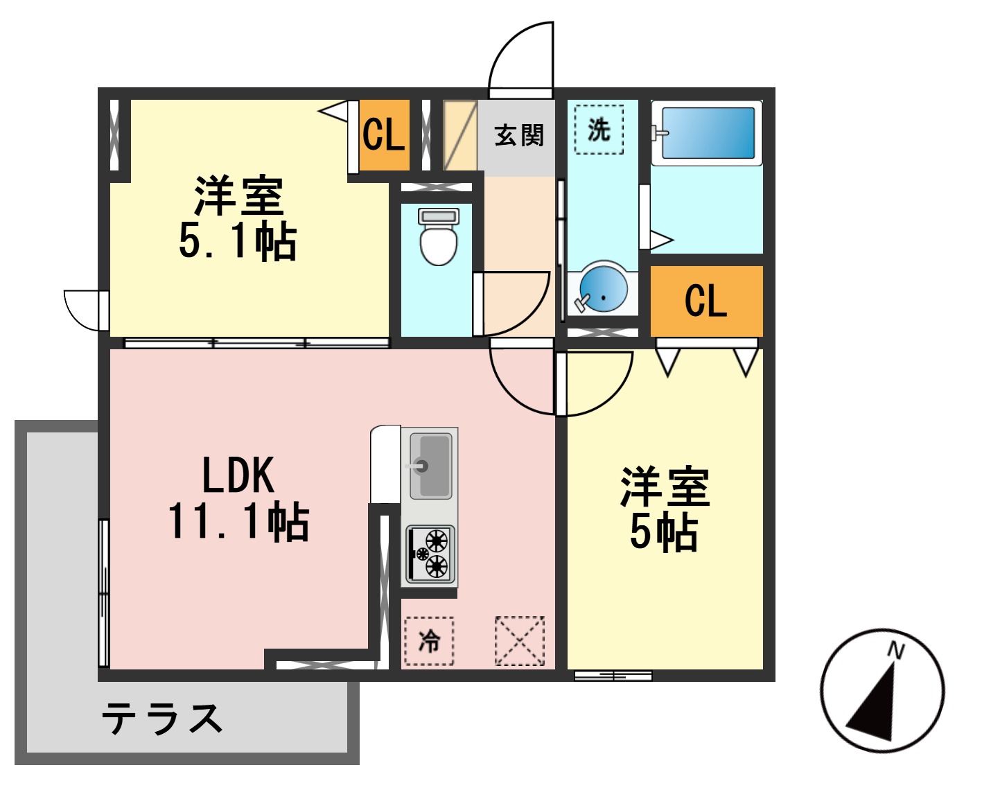 【江戸川区鹿骨町のアパートの間取り】