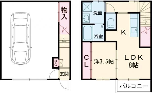 ギャラン中間ガレージD棟の間取り写真