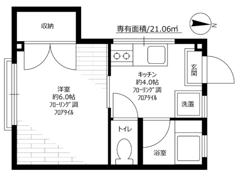 都営大江戸線 西新宿五丁目駅 徒歩6分 4階建 築46年の間取り写真