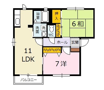 ウッド　ヴィラージュ　Ａ棟の間取り