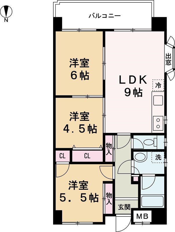 姫路市御国野町国分寺のマンションの間取り