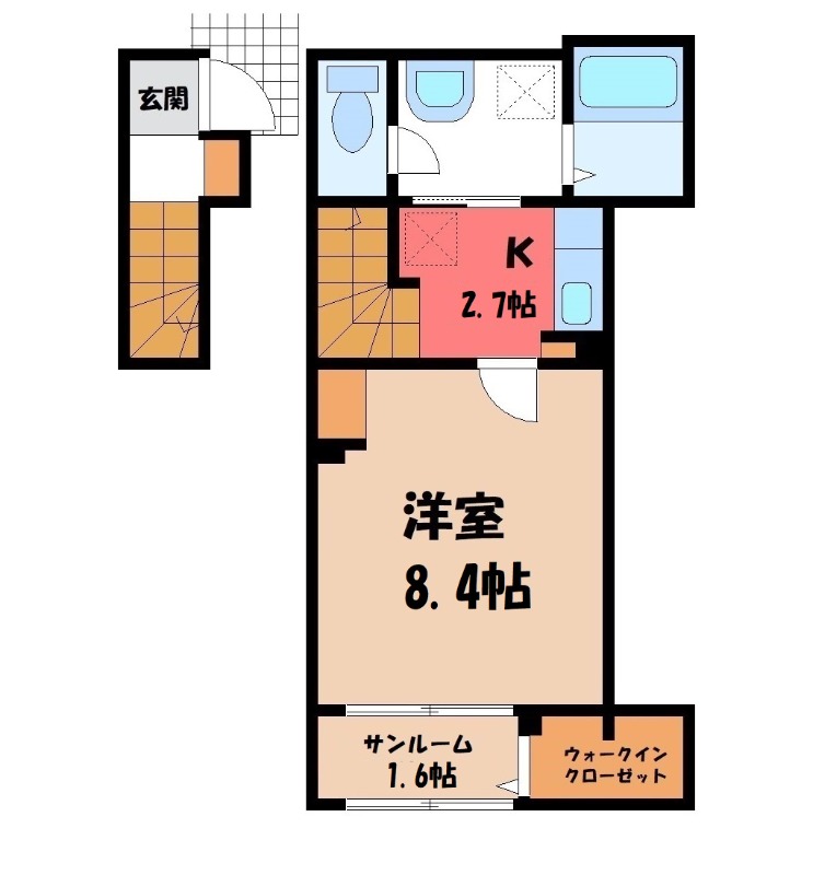 小山市西城南のアパートの間取り