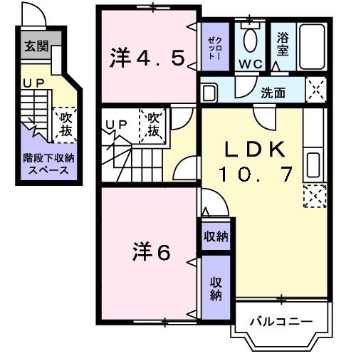 備前市東片上のアパートの間取り