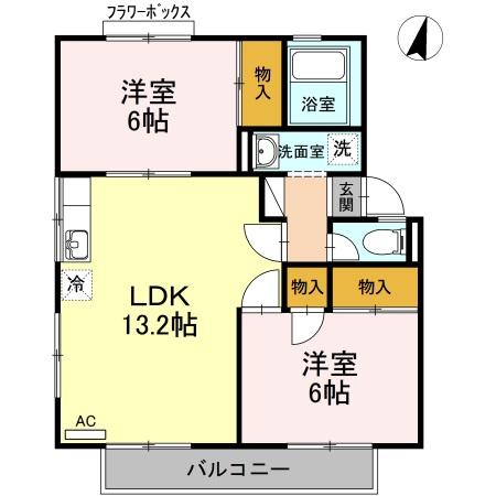 広島市安佐北区落合南のアパートの間取り