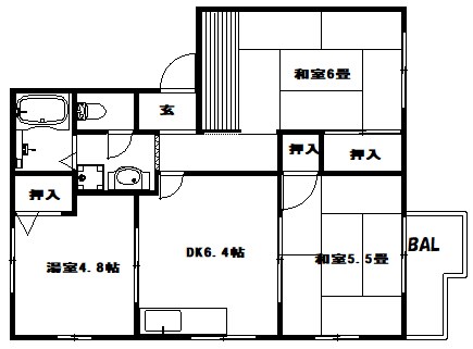 【神戸市北区鈴蘭台東町のアパートの間取り】