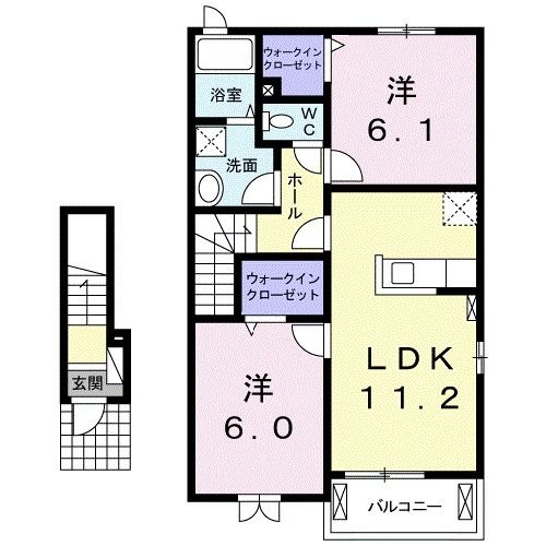 相馬郡新地町駒ケ嶺のアパートの間取り