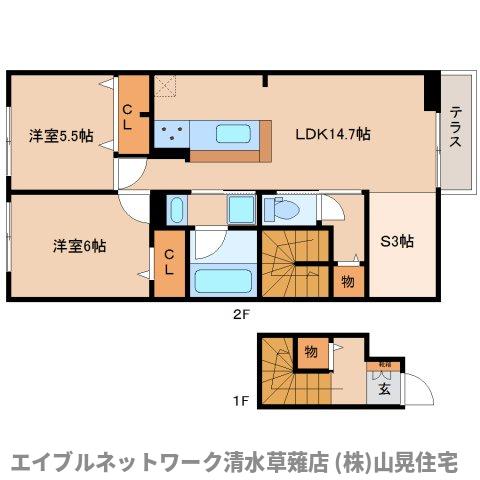 静岡市清水区吉川のアパートの間取り