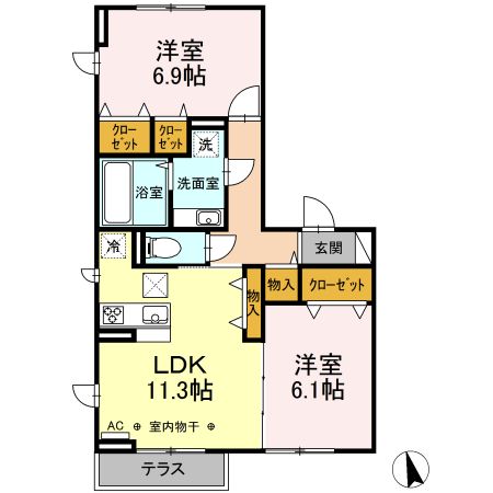 D-room西平山Ａ棟の間取り