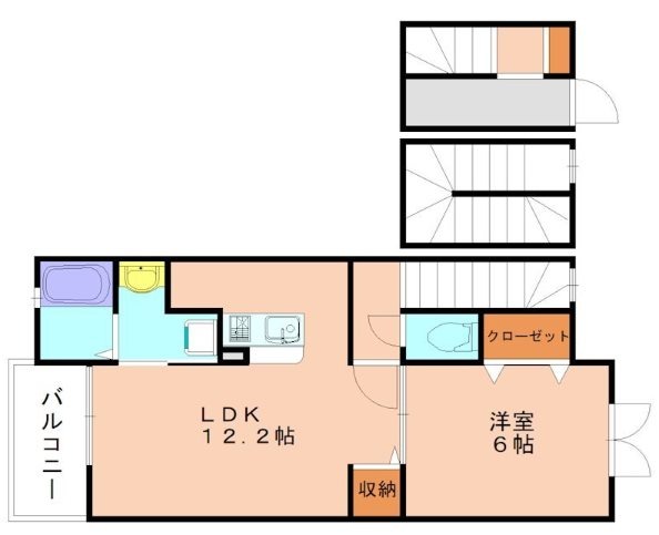 北九州市小倉北区大畠のアパートの間取り