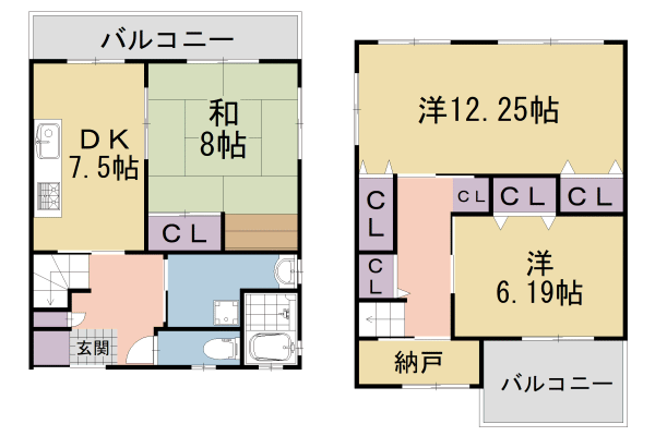 深草大亀谷万帖敷町貸家の間取り