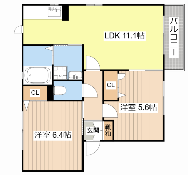 長浜市高月町落川のアパートの間取り