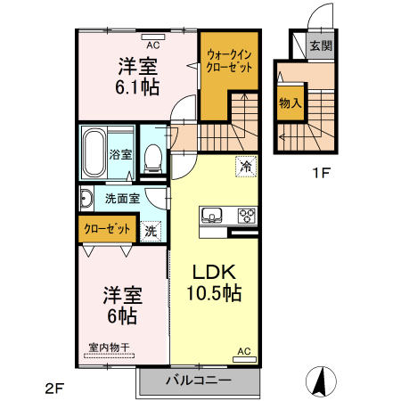 上益城郡益城町大字広崎のアパートの間取り