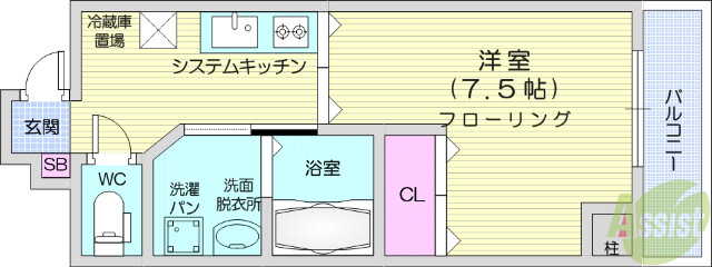 【仙台市青葉区一番町のマンションの間取り】