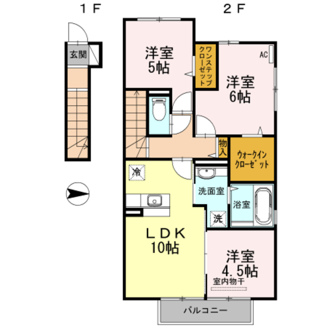 D-room内原　B棟の間取り