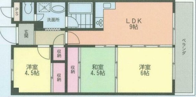 相模原市緑区東橋本のマンションの間取り