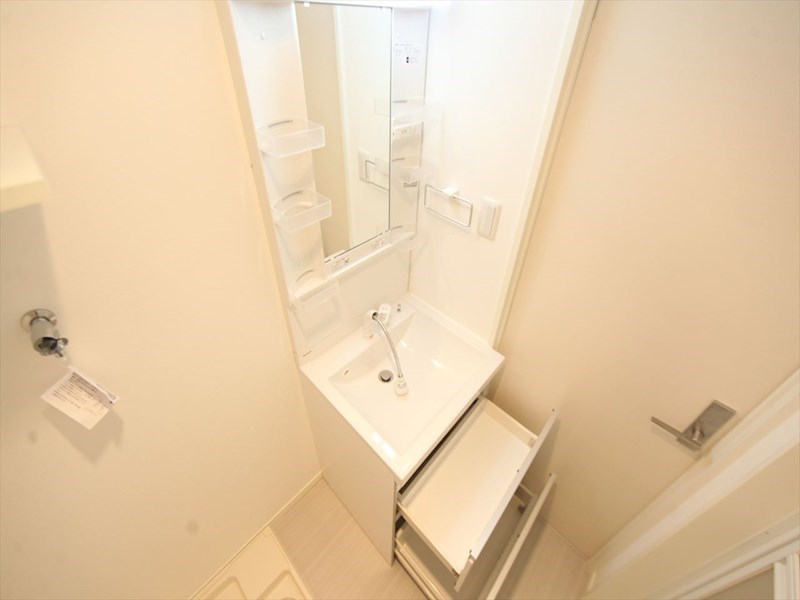 洗面設備　脱衣所　独立洗面台（シャンプードレッサー付）収納スペース有