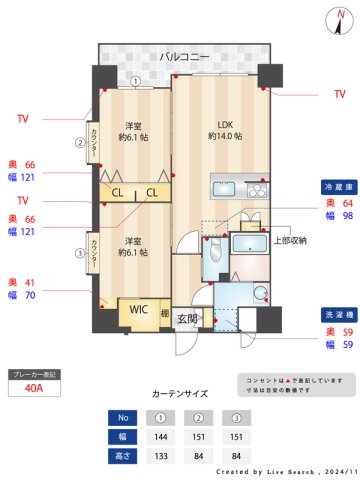 地下鉄七隈線 博多駅 徒歩17分 14階建 築2年の間取り写真