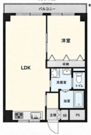 地下鉄谷町線 谷町六丁目駅 徒歩3分 7階建 築41年の間取り写真