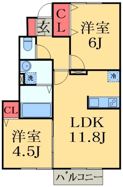 千葉市中央区南生実町のアパートの間取り