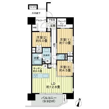 仙台市青葉区立町のマンションの間取り