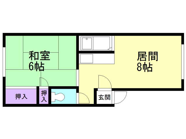 函館市青柳町のアパートの間取り