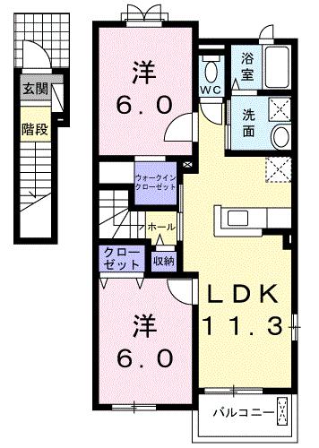 西条市国安のアパートの間取り