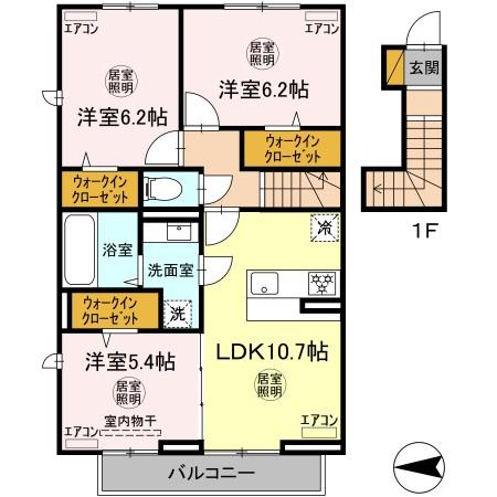 【千葉市緑区おゆみ野中央のアパートの間取り】