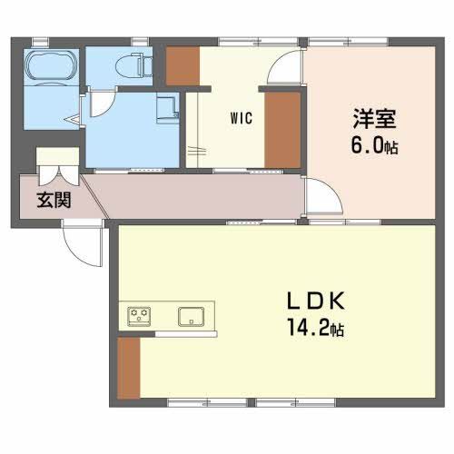 松山市北斎院町のアパートの間取り