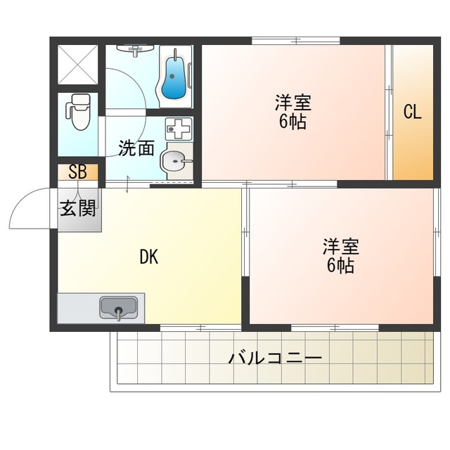 大阪市西淀川区大野のアパートの間取り